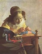 Jan Vermeer The Lacemaker (mk08) oil on canvas